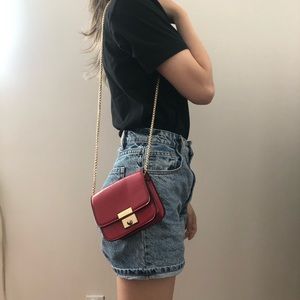 Red croc embossed H&M crossbody bag